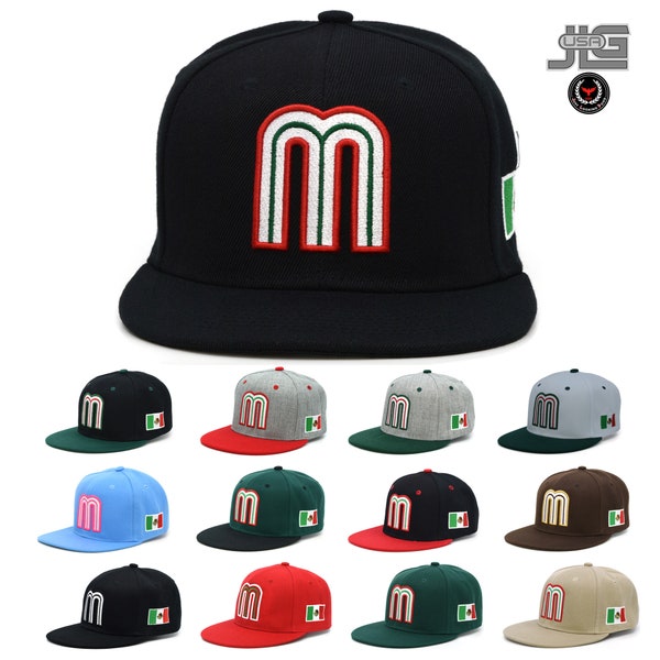 Mexico Snap back Hat Flag 3D M Flat Bill Mexico Baseball Acrylic Cap NEW