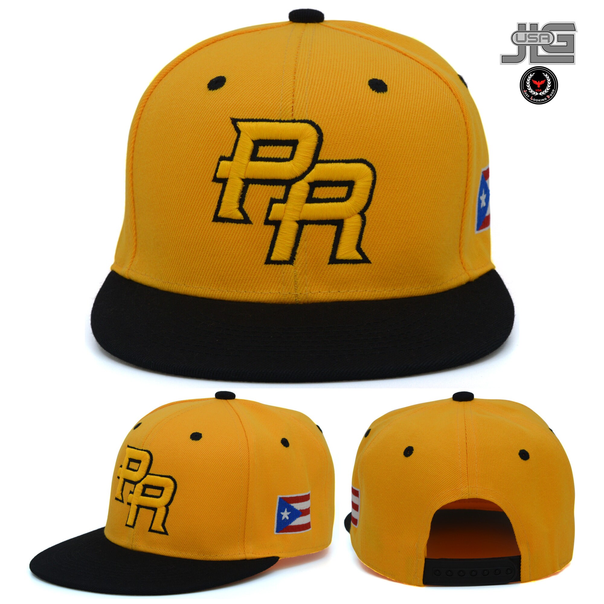 Puerto Rico Hat Flag PR Flat 3D Embroidery Snapback Hat Adjustable