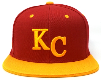 Kansas City New Leader Classic Football team color KC Red Gold Snapback Hat Cap