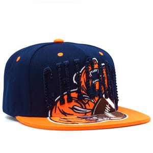 Chicago Snapback-keps med strassmönster och grafisk design Orange Marinblå Svart Grå