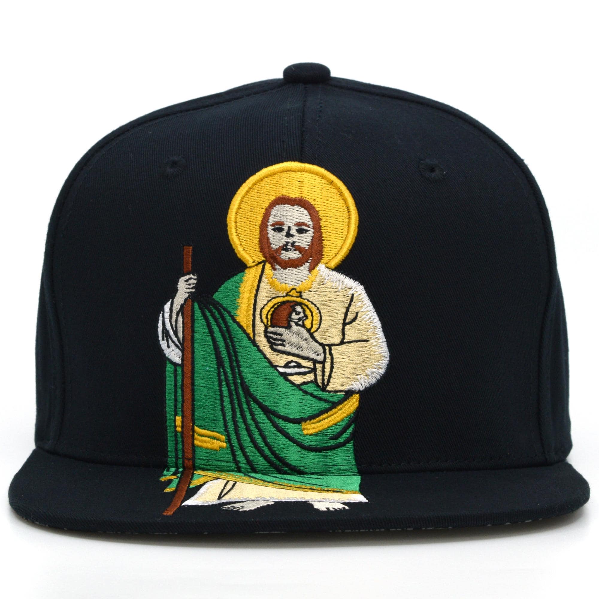 San Judas Tadeo New HL Black Hat Snapback Embroidery Front and