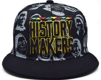 Black Pride History Makers Snapback Hat – Africa Embroidery, Flat Bill, Canvas