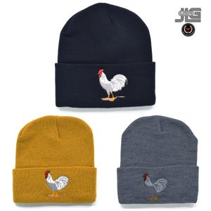 Rooster Embroidery New Beanie Hat Men Women Skull Winter Knit Beanie with Cuff