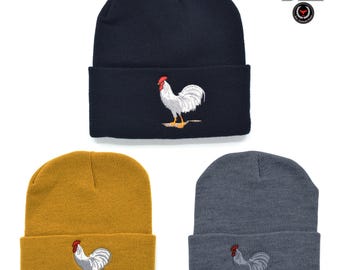 Gorro bordado de galo novo gorro masculino feminino caveira inverno gorro de malha com punho