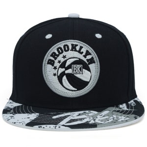 Brooklyn Baseball cap Retro City Mesh back BK Black White SnapBack Hat Cap
