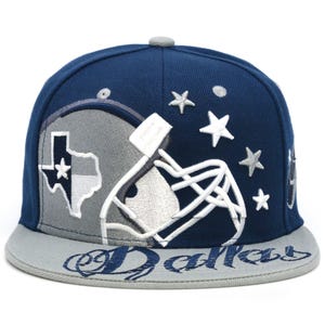 Dallas Baseball hat  New Leader Colossal Drip D Helmet Starred Navy Grey Snapback Hat Cap