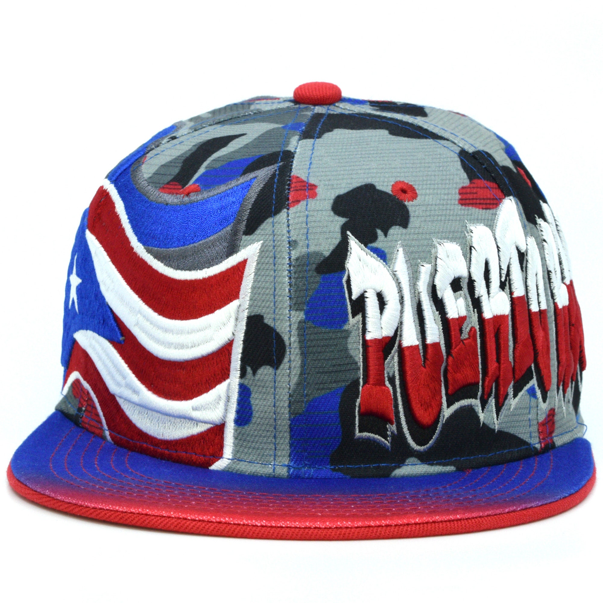 Puerto Rico New Leader Graffiti Puerto Rico Flag PR Royal Red Snapback Hat Cap