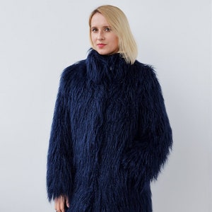 Blue Faux Fur Coat Etsy