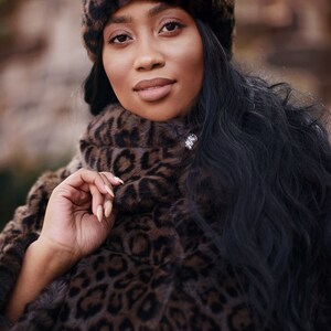 Women&#39;s Faux Fur Collars | Grey Faux Fur Scarf | Faux Fur Collar | Faux Fur Neck Warmer | Faux Fur Collar &quot;Gray Panther&quot;