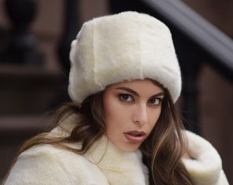 Futrzane Siberian Cappello Cosacco - Colbacco Con Pelliccia Donna In Stile Russo (XS, Beige Siberian - Foto 6