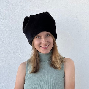 Black Faux Fur Hat | Womens Faux Fur Hat | Women&#39;s Cossack Fur Hat | Black Fur Hat |  Black Hat Women | Faux Fur Hat &quot;Black Meow&quot;