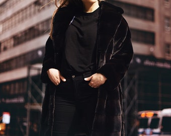 Black Faux Fur Unisex Jacket | Man's Faux Fur Coat | Woman's Faux Fur Jacket | Black Fur Cropped Jacket | Faux Fur Coat  "City Style"