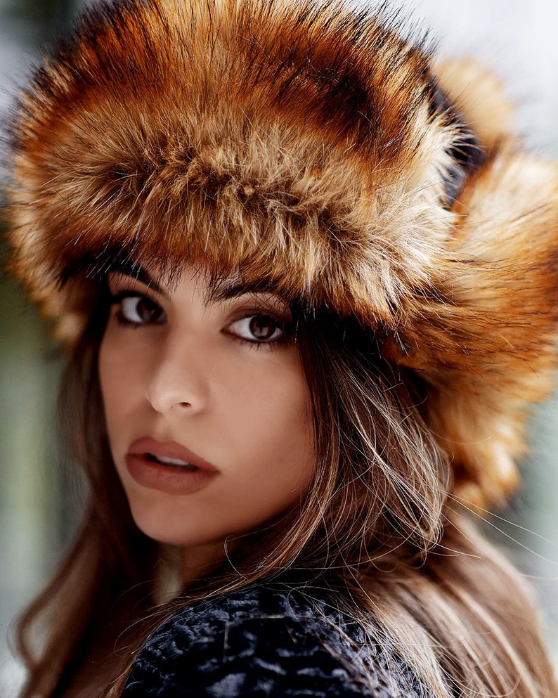 Womens Faux Fur Hats Red Fox Fur Hat Women's Trapper | Etsy
