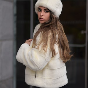 White Faux Fur Hat Womens Faux Fur Hat Women's Cossack Fur Hat White ...