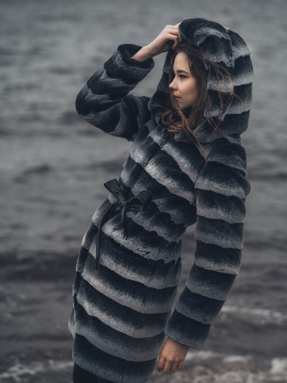 Hooded Faux Fur Coat Long Faux Fur Coat 