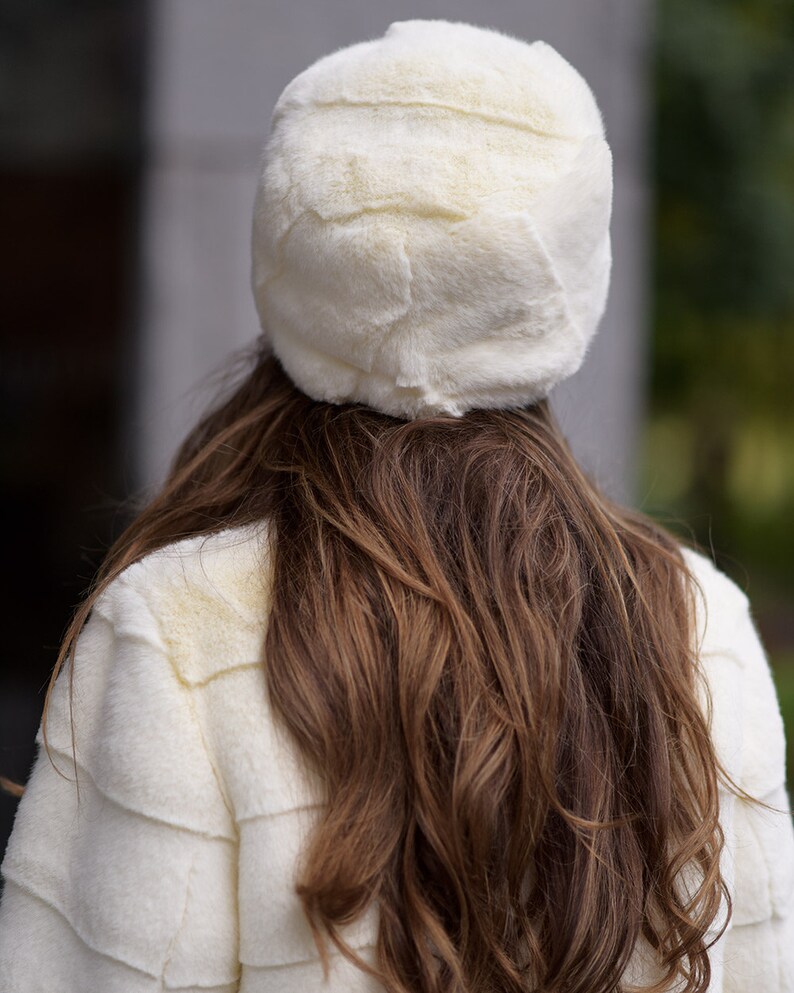 white faux hat