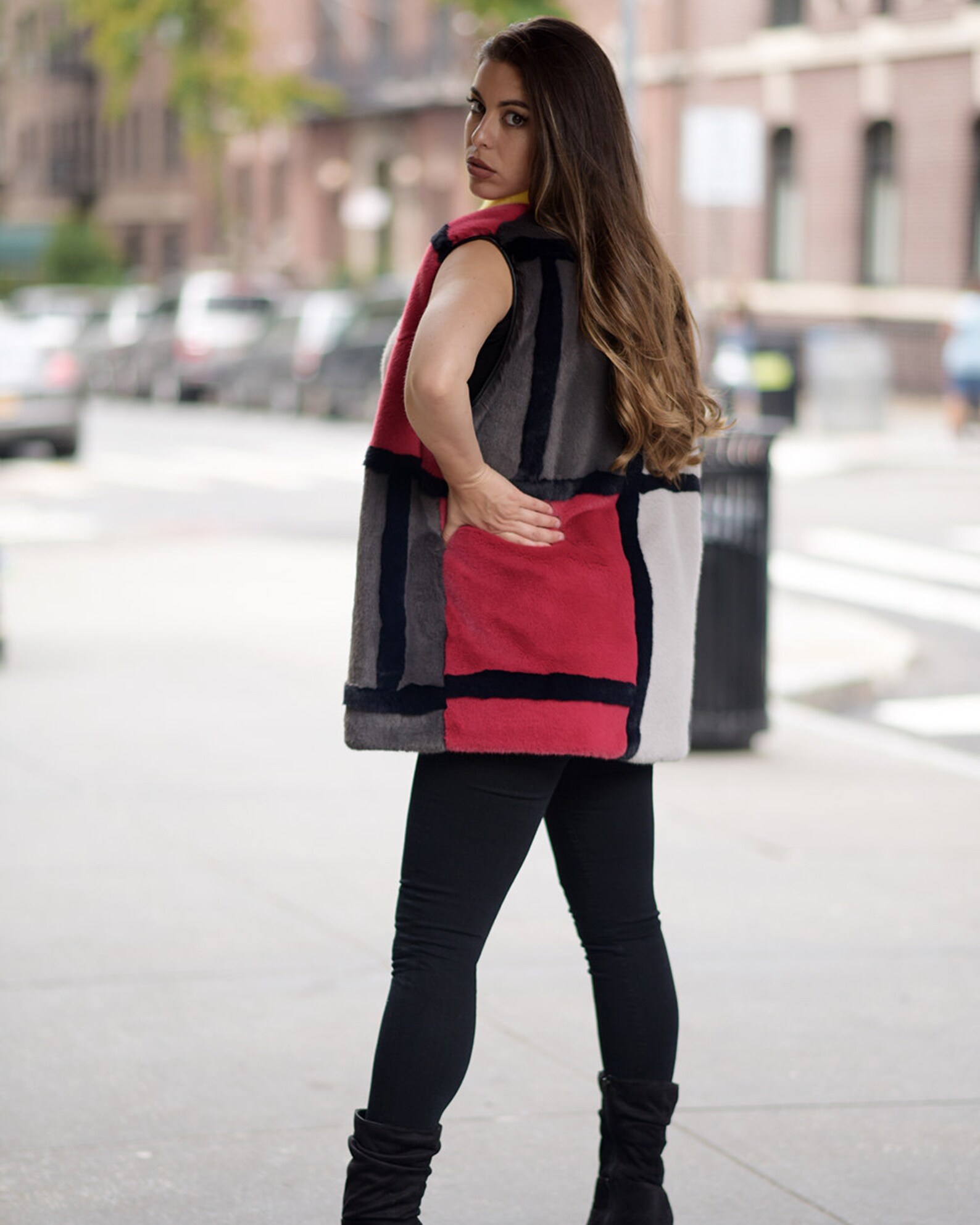 Faux Fur Vest Gray Vest Womens Yellow Vest Womens Fur Etsy