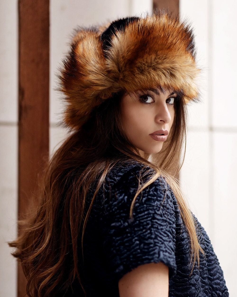 Womens Faux Fur Hats Red Fox Fur Hat 