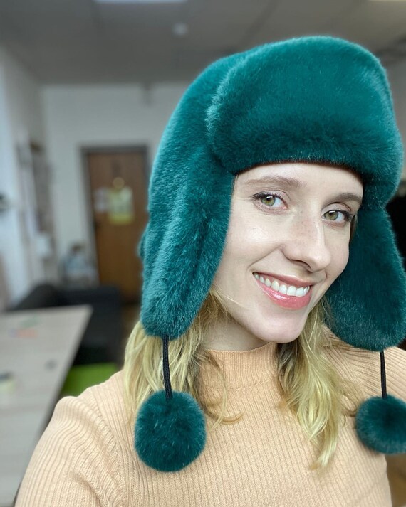 green ushanka hat