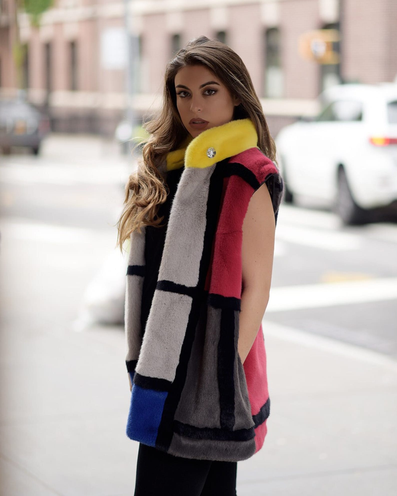 Faux Fur Vest Gray Vest Womens Yellow Vest Womens Fur Etsy