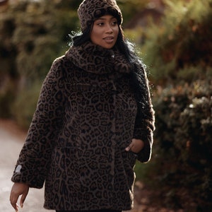 Leopard Print Faux Fur Coat | Leopard Print Women's Jacket | Man's Faux Fur Coat | Leopard Faux Fur Jacket | Fur Coat "Gray Panther"