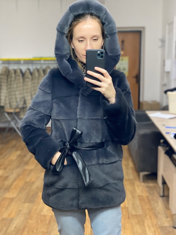 Kunstpelz Mantel PlÃ¼sch Mantel Hellblau 50cm Kunst-Fell Für Decke