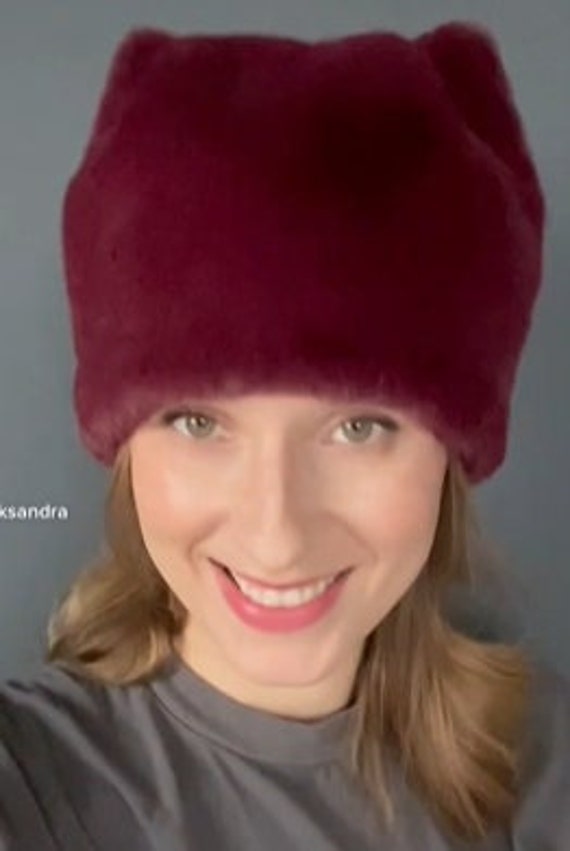 Red Faux Fur Hat Womens Faux Fur Hat 