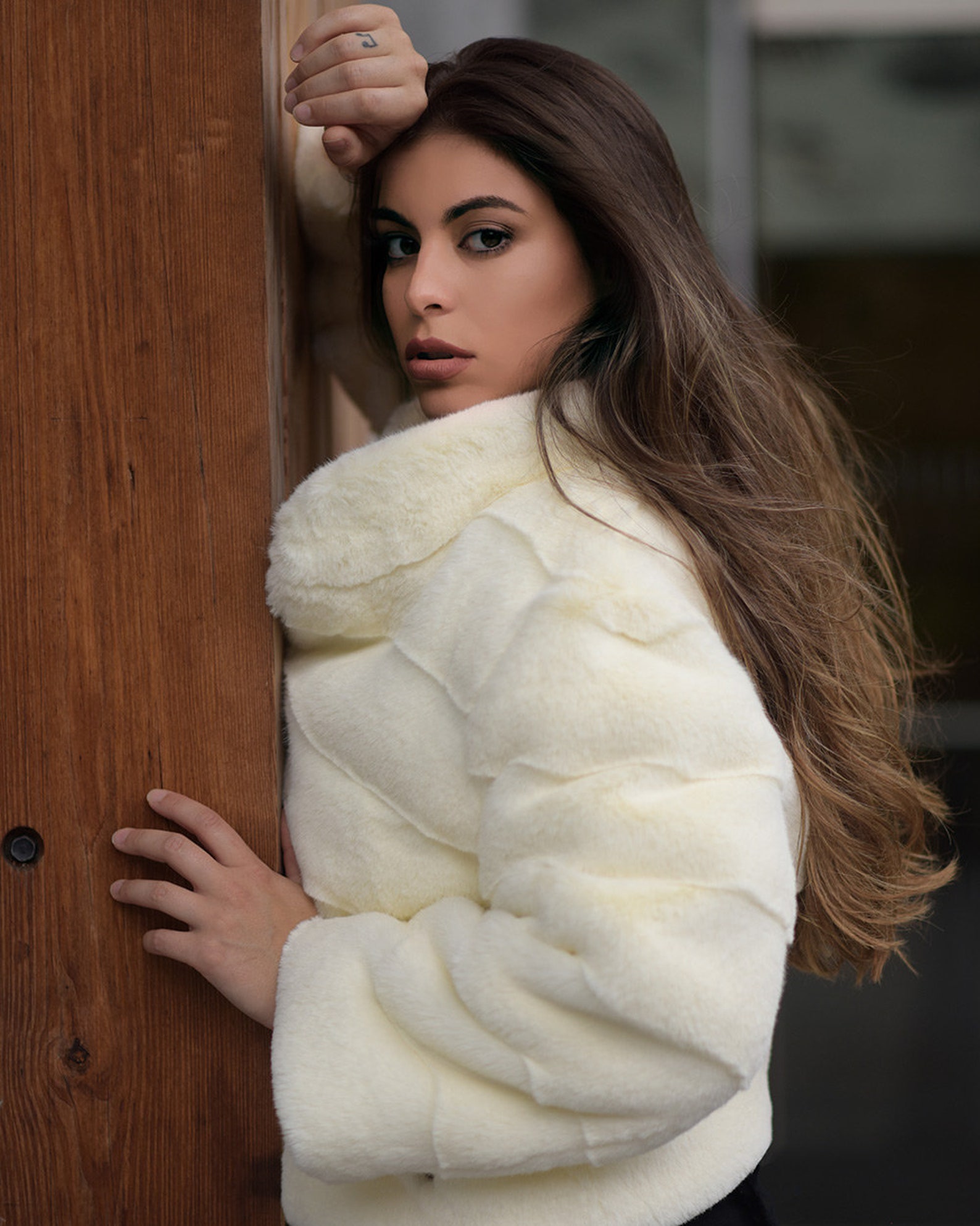 White Faux Fur Cropped Jacket Cropped Faux Fur Coat Etsy