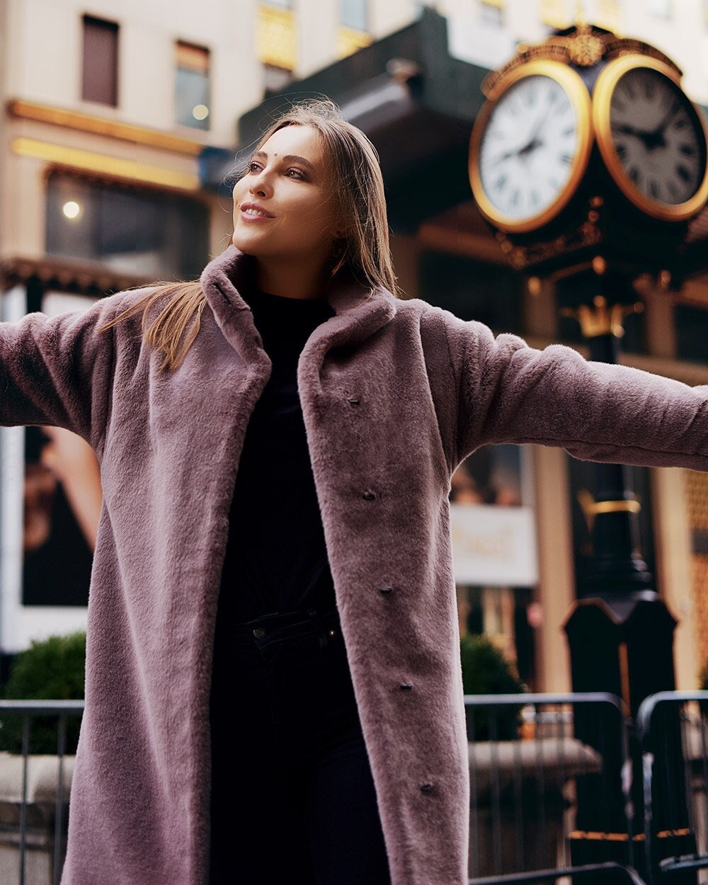 Rose Faux Fur Long Jacket | Long Faux Fur Coat |Long Faux Fur Jacket | Rose Fur Long Jacket | Faux Fur Coat Tea Rose