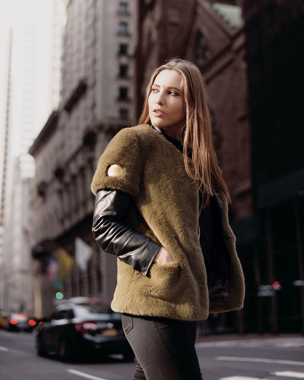 Green shop fur vest