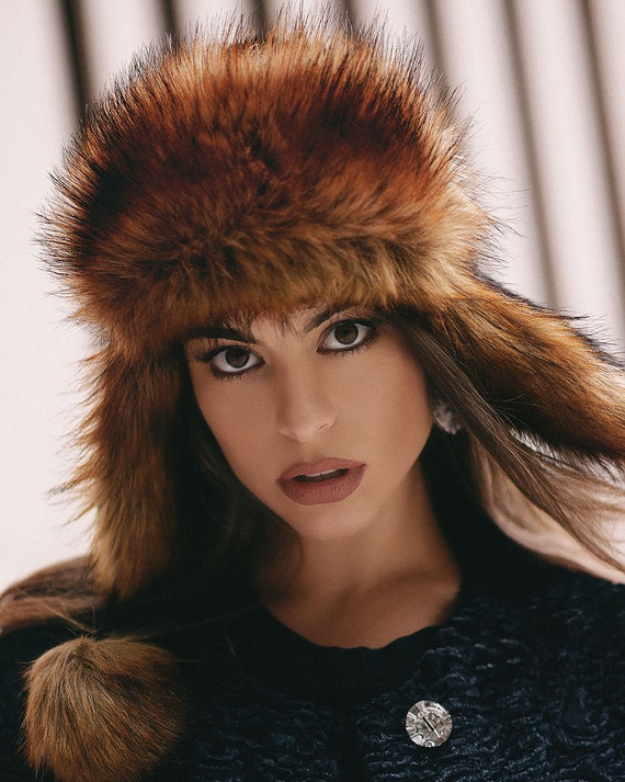 Womens Faux Fur Hats Red Fox Fur Hat 