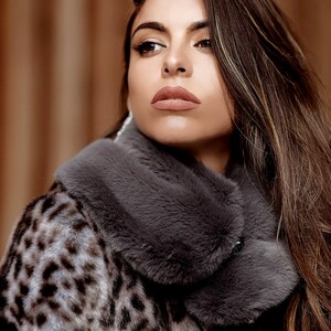 Grey Faux Fur Collar | Women&#39;s Faux Fur Collars | Grey Faux Fur Scarf | Faux Fur Collar | Faux Fur Neck Warmer | Faux Fur Collar &quot;Grayish&quot;