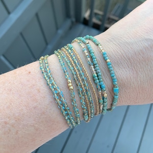 GOLDEN TURQUOISE custom-sized/made beaded wrap bracelet / necklace