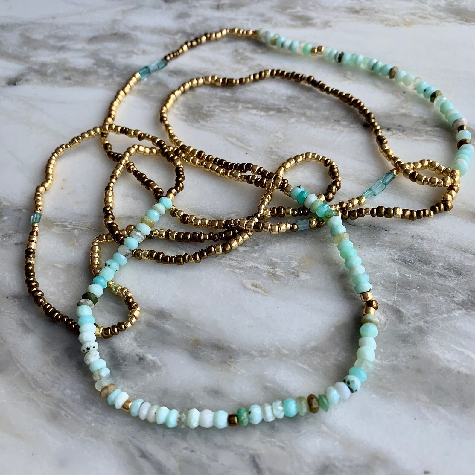 BRONZE AND BLUE Opal 2-in-1 Beaded 'wristlace' wrap - Etsy