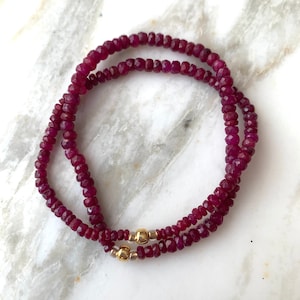 GENUINE RUBY Custom-Sized Gemstone Bracelet, Stretch Bracelet, Stackable Bracelet, Great Gift