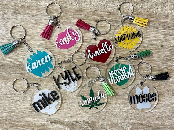 Personalized Acrylic Keychains Customacrylic Keychains Custom Key Tag  Diaper Bag Tag Backpack Tag Custom Keychain 