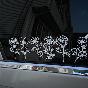 Birth Month Flower Decal, Decal for Mom, Birthday Flower Decal, Car Laptop Tumbler Decal, Stick Family, Gifts for Her