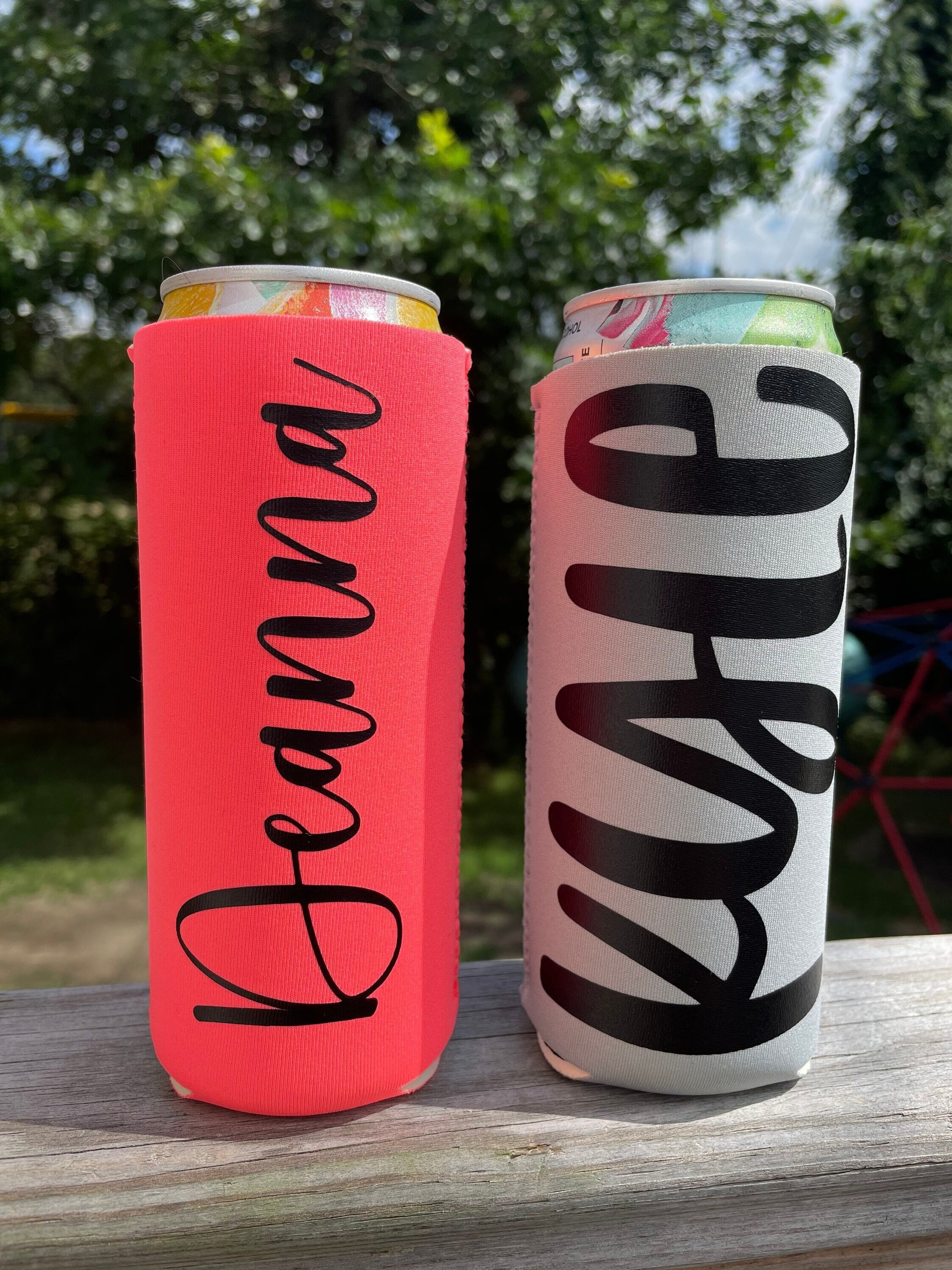 Dining, Skinny Can Koozie With Decal Name
