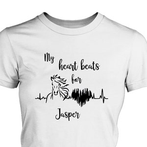 Horse Heartbeat Personalized T-shirt, Horse Lover T-shirt Customizable, Equestrian T Shirt For Women, Horse Racer T-shirt, Jockey T-shirt