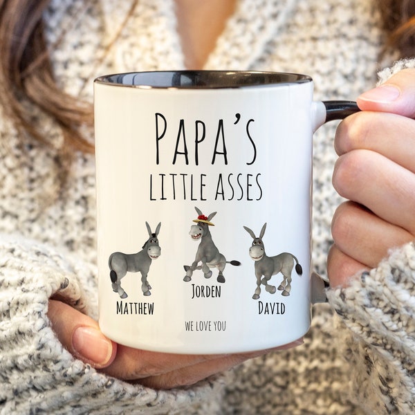 Papa Gift Personalized, Papa's Little Asses, Daddy's Donkeys, Dad Funny Mug Customizable, Father's Day Gift, Pappy's Birthday