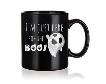 Lustiger Halloween-Becher, ich bin nur hier für den Becher des Boos, Halloween-Kaffeetasse, Geisterbecher Horror, gruseliger Halloween-Becher, Becher für sie, Becher für ihn