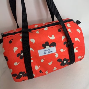 Print twill canvas mini duffle bag- waterproof and stain proof interior.