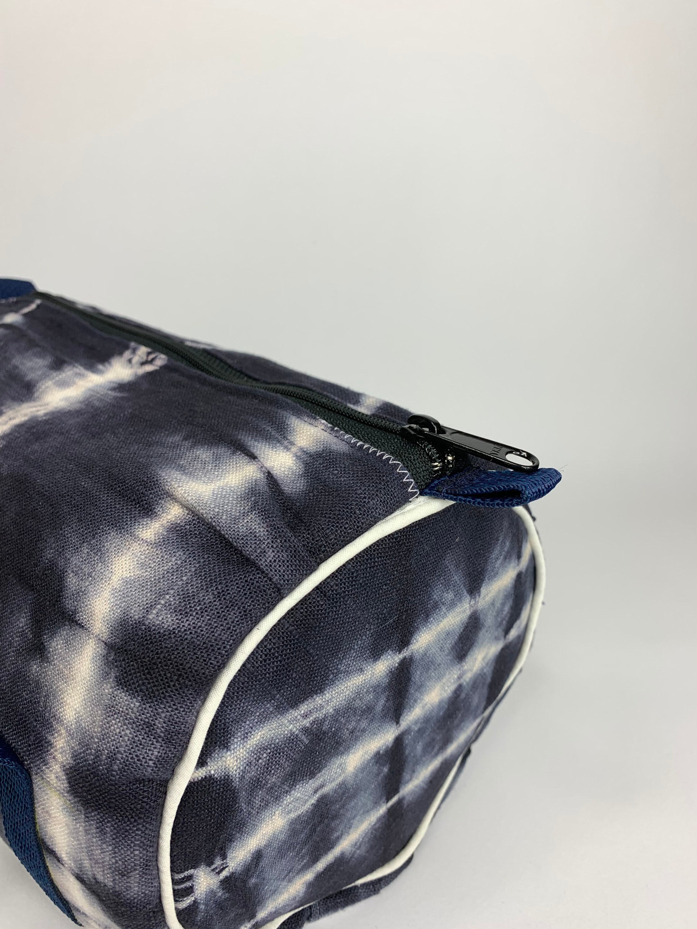 Mini Duffle Bag. Dark Blue and Natural White Shibori Linen - Etsy
