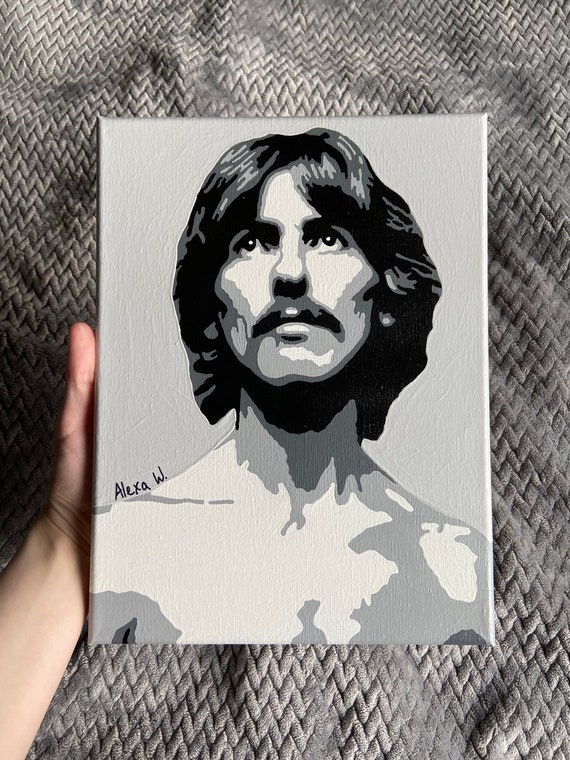 George Harrison Black And White Portrait Painting Etsy