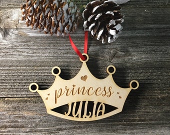 gepersonaliseerde prinses ornament, prinses kroonmeisje kerst ornament, prinses tiara ornament, gepersonaliseerde kerst ornament