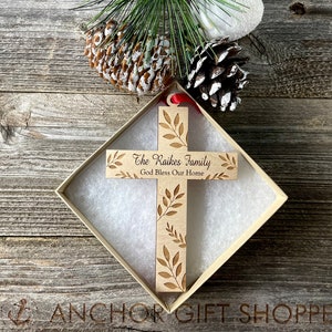 Personalized Cross Ornament, Family Cross Ornament, Religious Ornament, Cross Ornament, Religious Gift, Religious Christmas, Wooden Cross