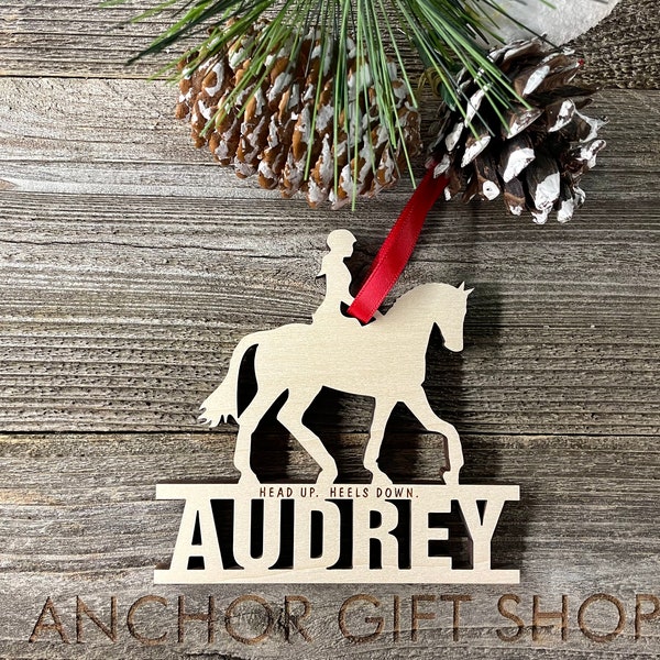 Personalized Horse Ornament, Equestrian Horseback Riding Ornament, Girls Christmas Ornament, Horseback Rider, Personalized Equestrian Gift