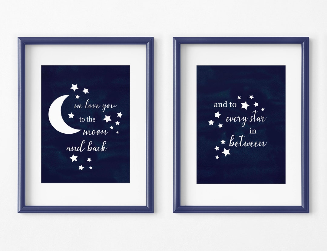 Moon and Stars Wall Art, Moon Wall Decor, Moon Nursery Art, Baby Boy