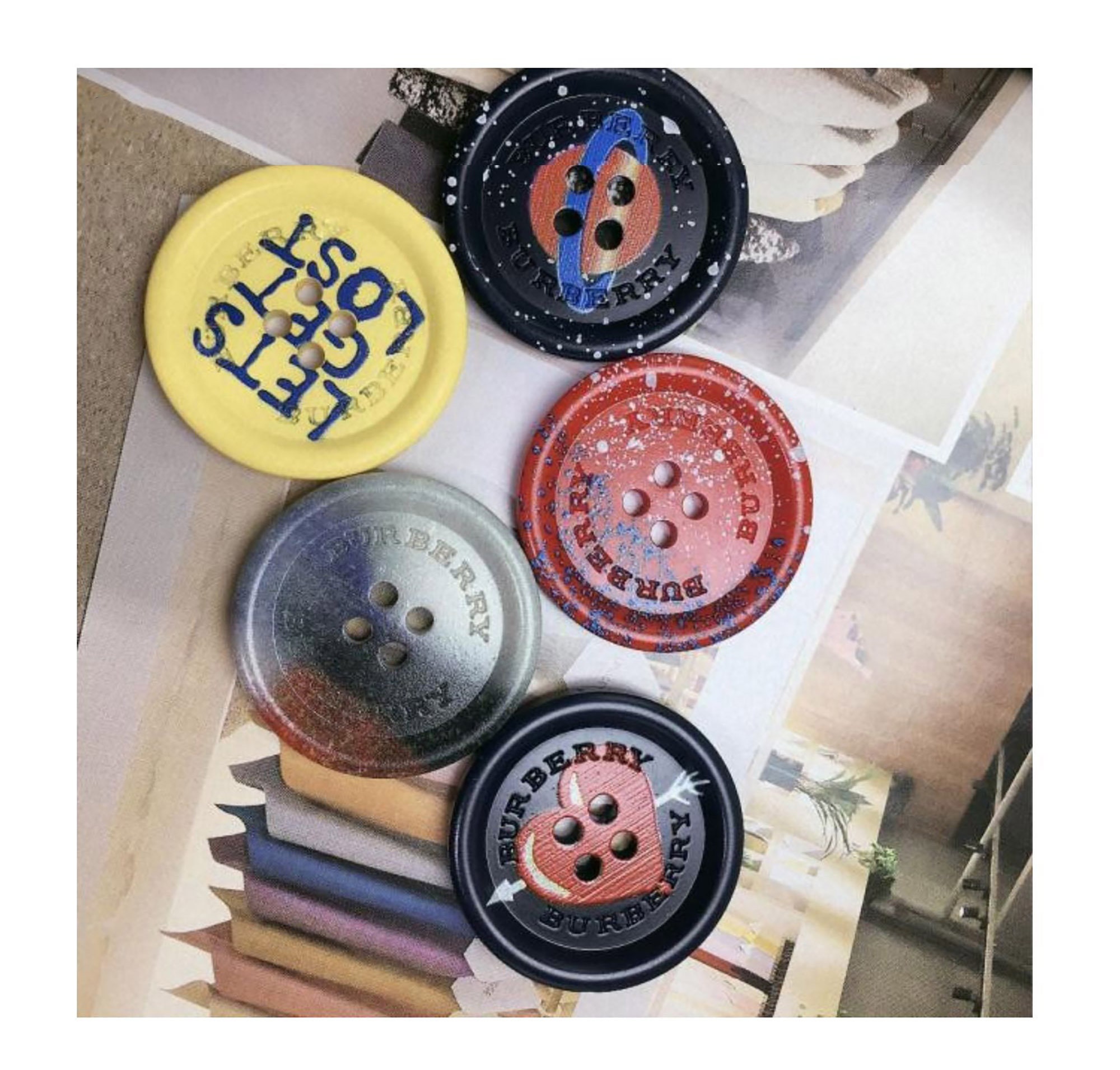 5 PCS Colorful Painting Resin Buttons 34 MM Handmade Etsy