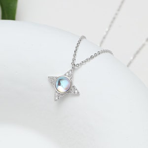 Silver Moonstone Star Necklace by Wishlilly • Diamond Celestial Silver Jewelry • Anniversary Gift for Her